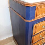 Chest of drawers in oak and gray marble, France 19th century