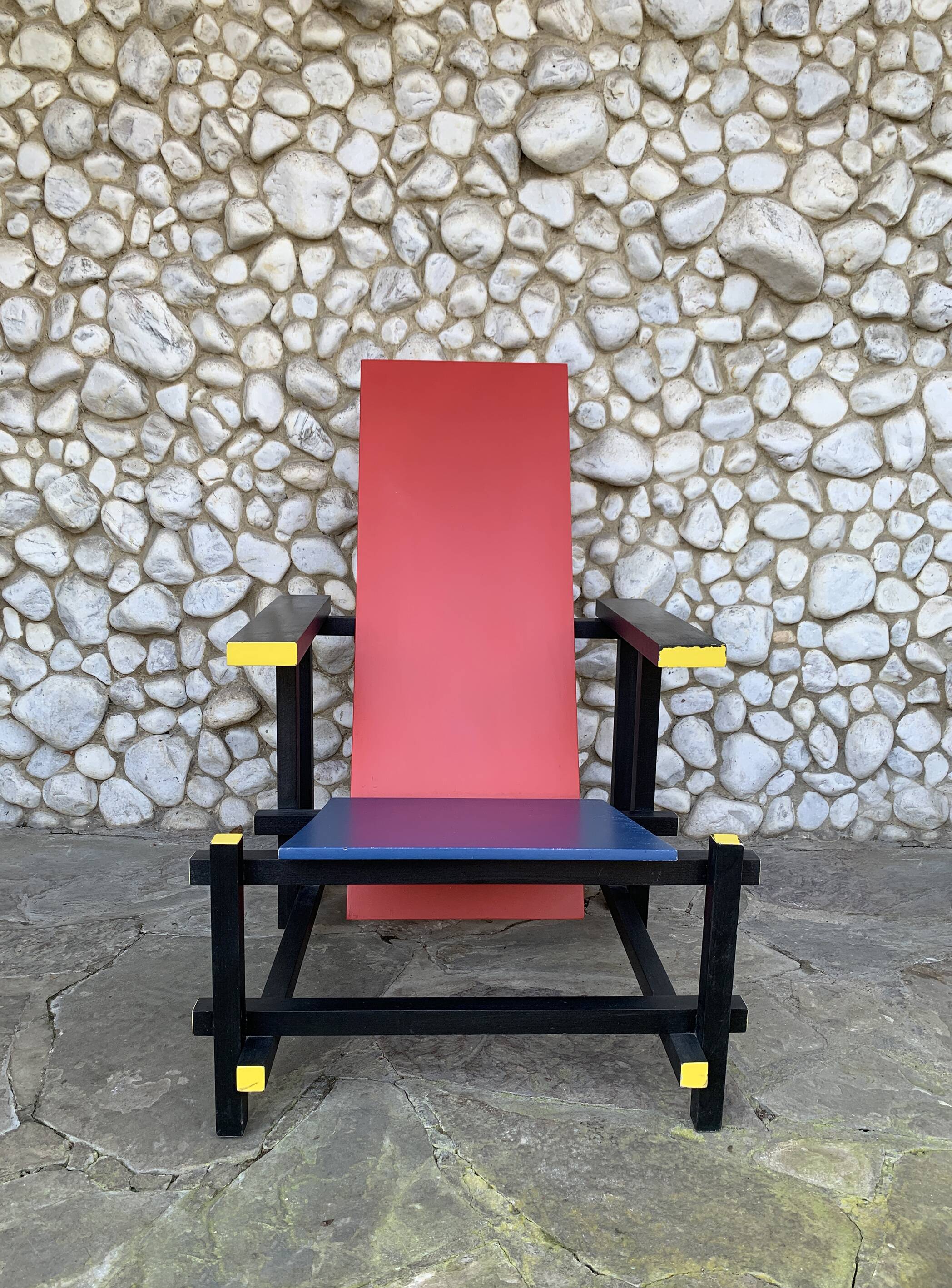 Armchair in the style of the Red & Blue Chair by Gerrit Rietveld