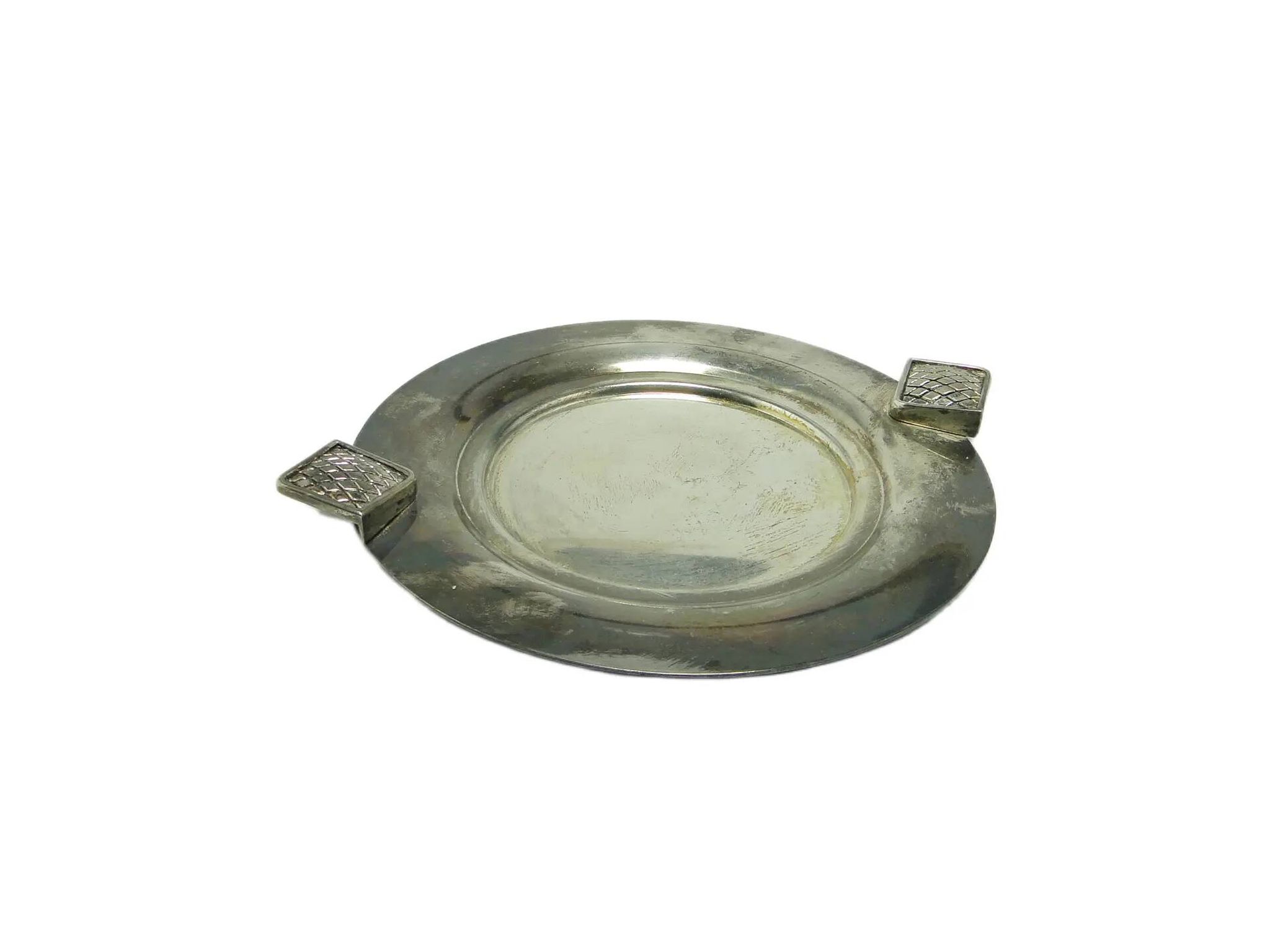 Art Deco butter dish, silver-plated brass, Belgium, 1970s.