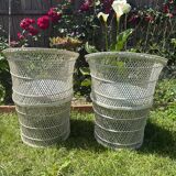 Set of 2 Vintage White Rattan Armchairs – 1970s