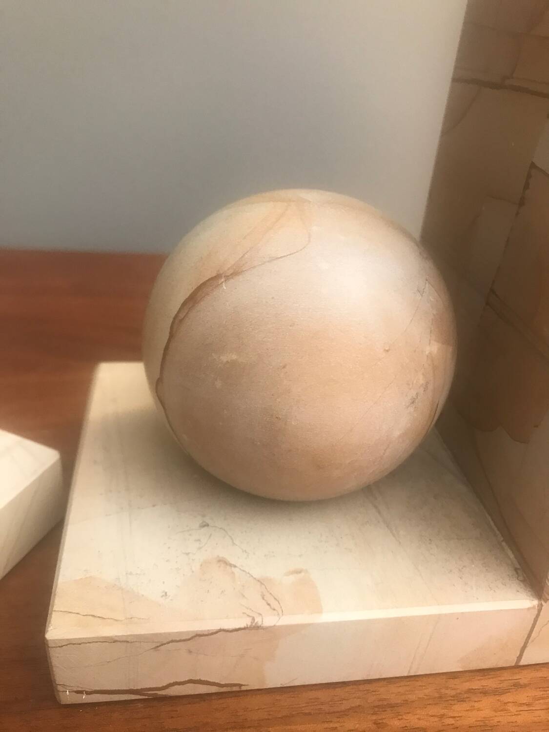 Pair of marble ball bookends