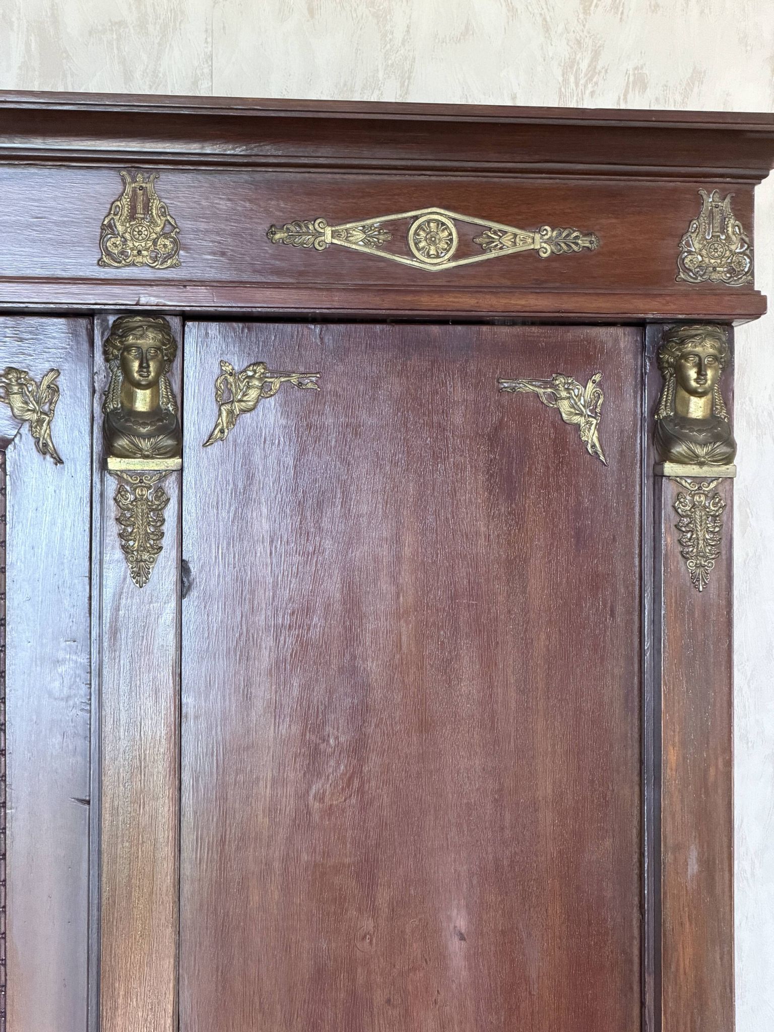 Large antique library from the Empire/Napoleon III period in mahogany and gilded bronze.