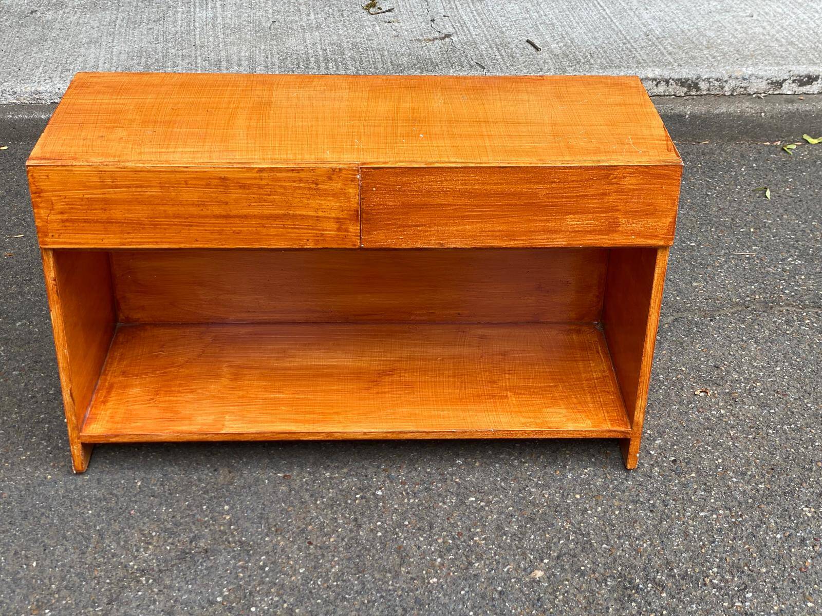 Vintage Low TV Unit Console with 2 Drawers and Niche in Scandinavian Style