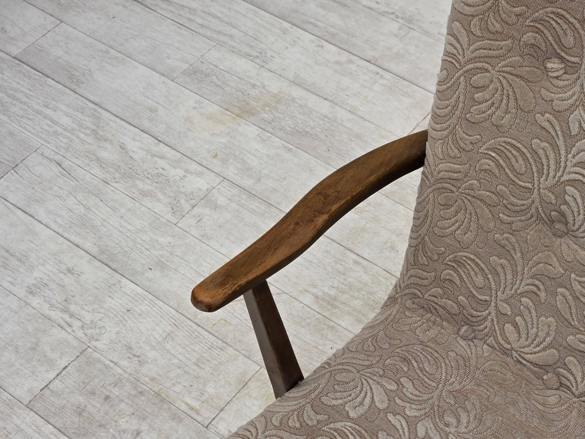 1960s, Danish armchair, furniture wool, beech wood.