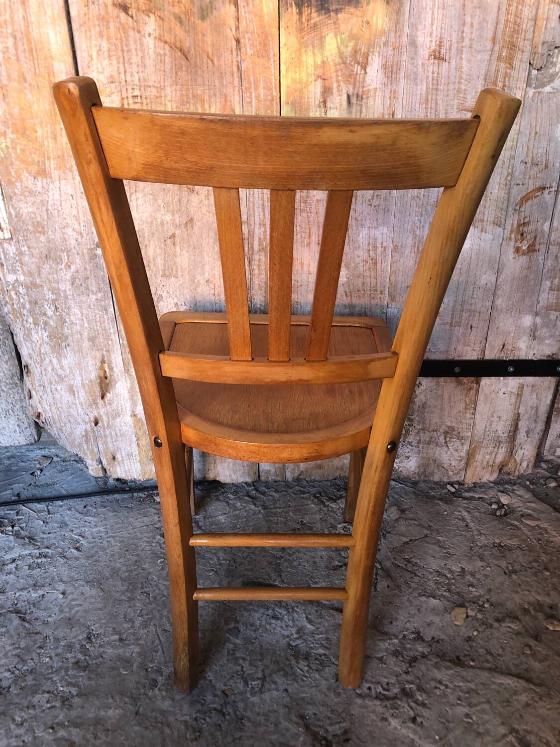 Ancienne chaise bistrot style luterma bois clair vintage #a567