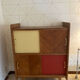 Buffet with 4 sliding doors, vintage wood and Formica