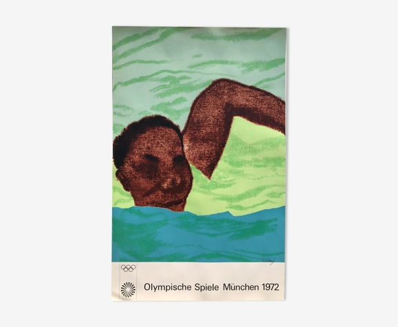 Affiche originale Kitaj Ronald Brooks (1932-2007) Olympische Spiele München, 1972