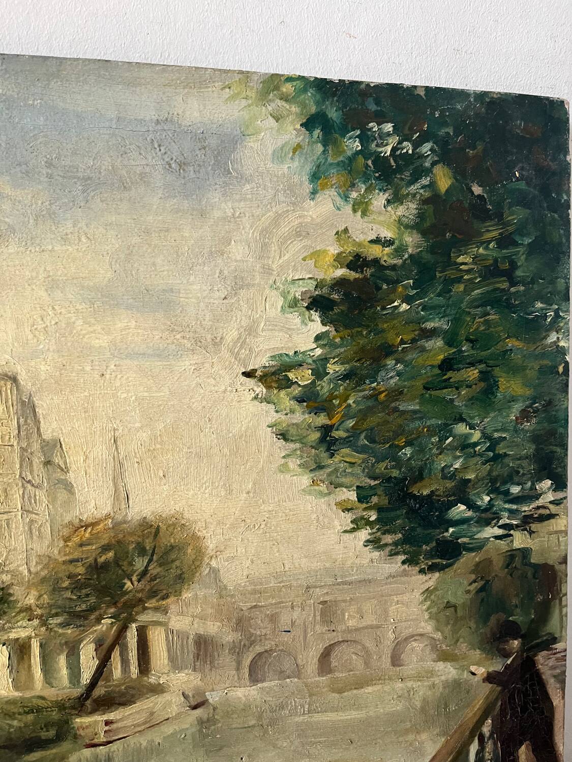 Stroll along a riverbank, oil on canvas