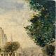 Stroll along a riverbank, oil on canvas