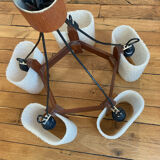 Scandinavian chandelier in teak and perspex