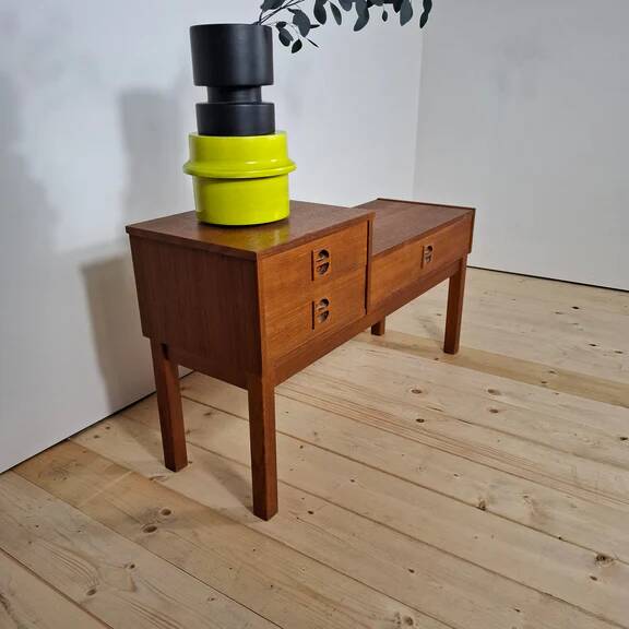 Mid-century teak bench with drawer | 1960s Danish design
