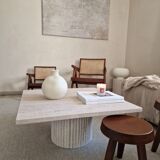 Natural travertine square Kalia coffee table 90x90