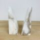 Pair of book greenhouses in alabaster white marble