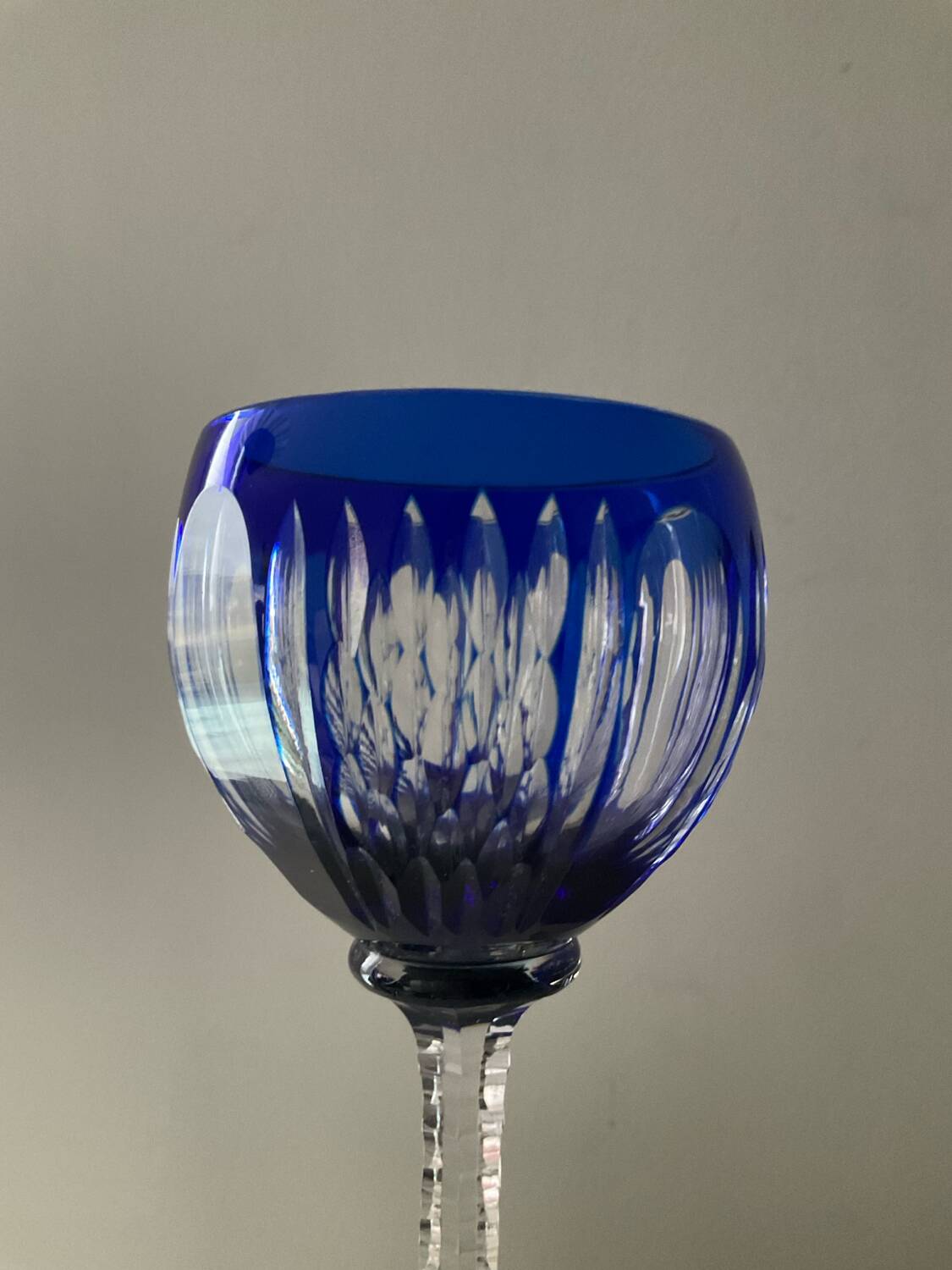 Pair of cut crystal wine glasses