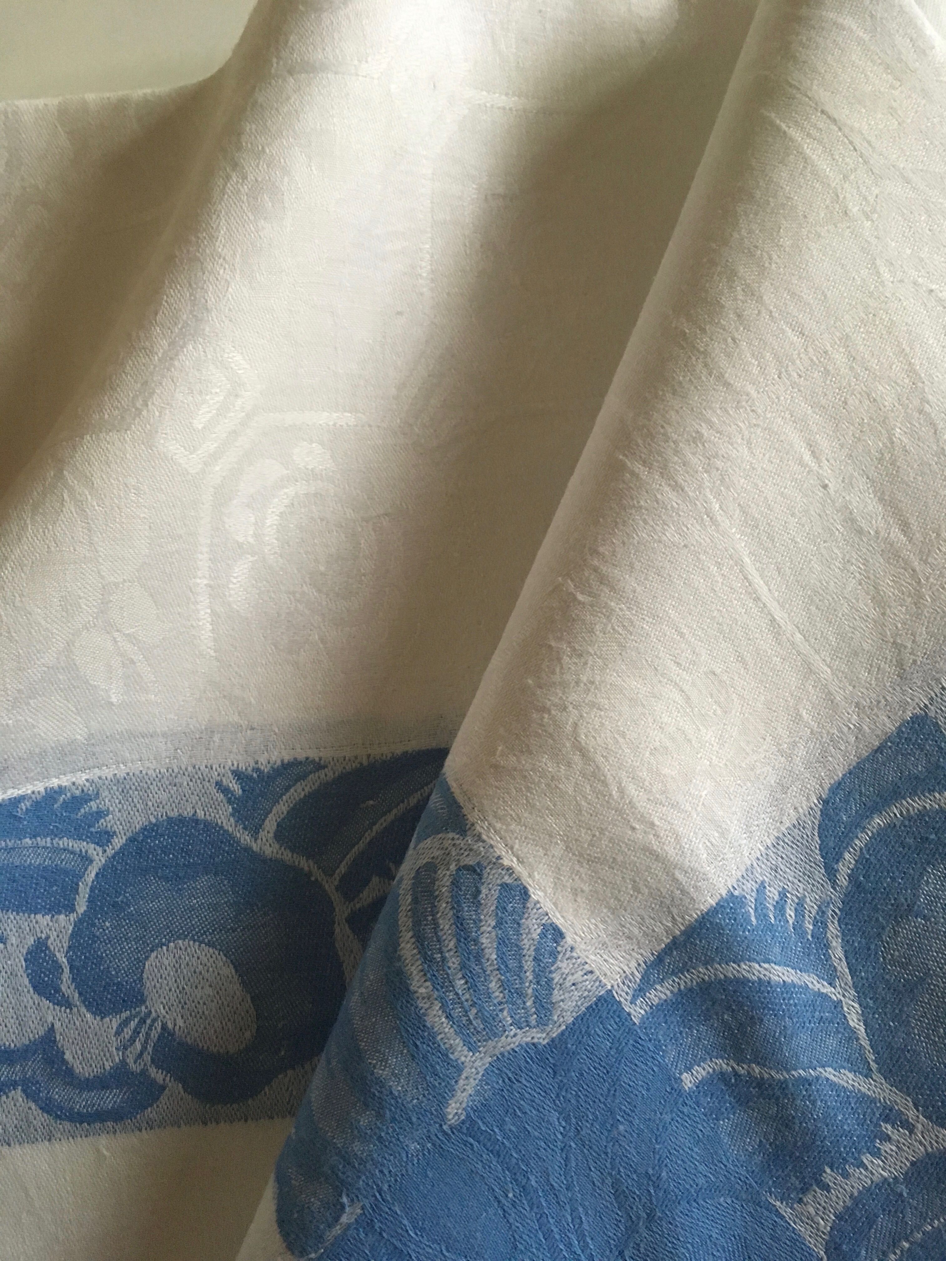 1910's fringed linen damask slick