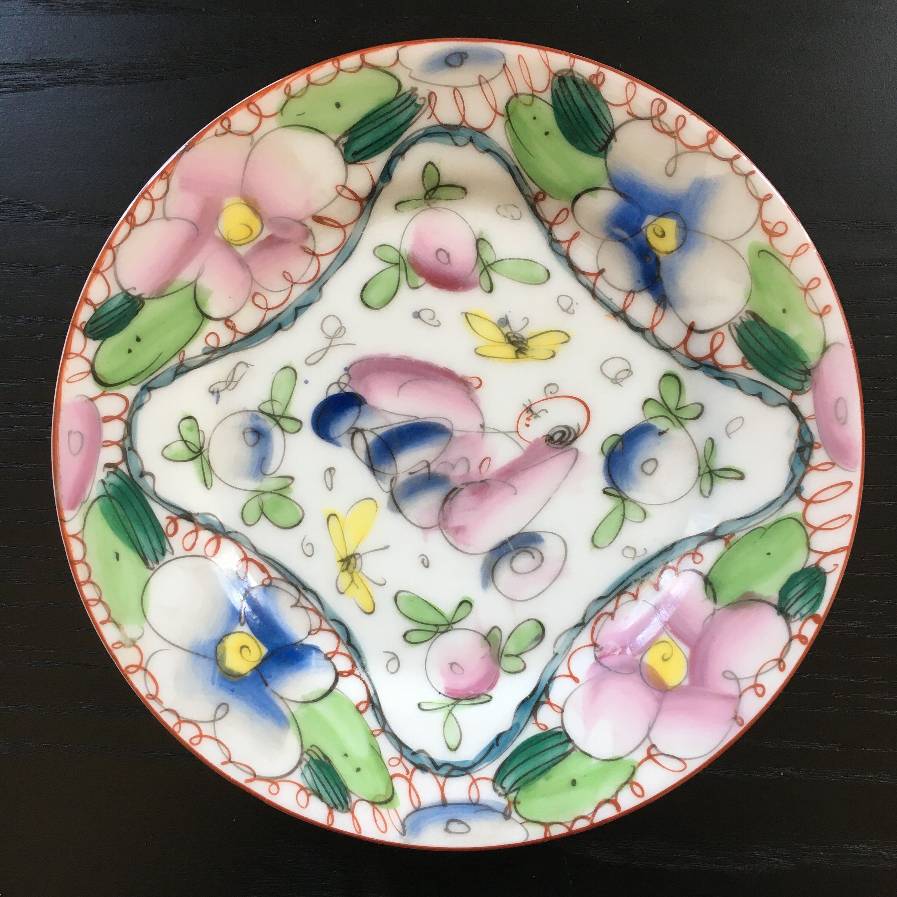 Old floral decoration plate