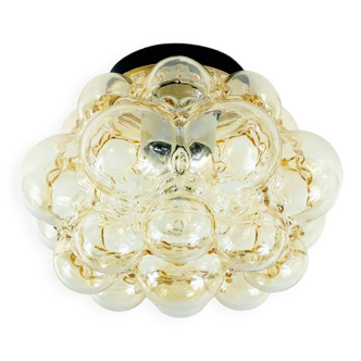 Mid-Century Amber Bubble Glass Flush Mount by Helena Tynell for Limburg, Germany, 1970s