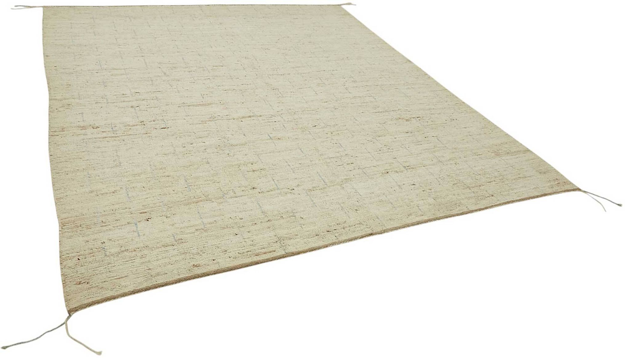 Tapis tribal unique noué à la main en laine beige 259 cm x 297 cm