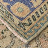 Samon & Blue Luxury Vintage Rug, Large Area Vintage Persian Rug, 218x302 Cm