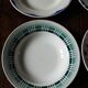 Lot 4 mismatched hollow plates Art Deco blue red green