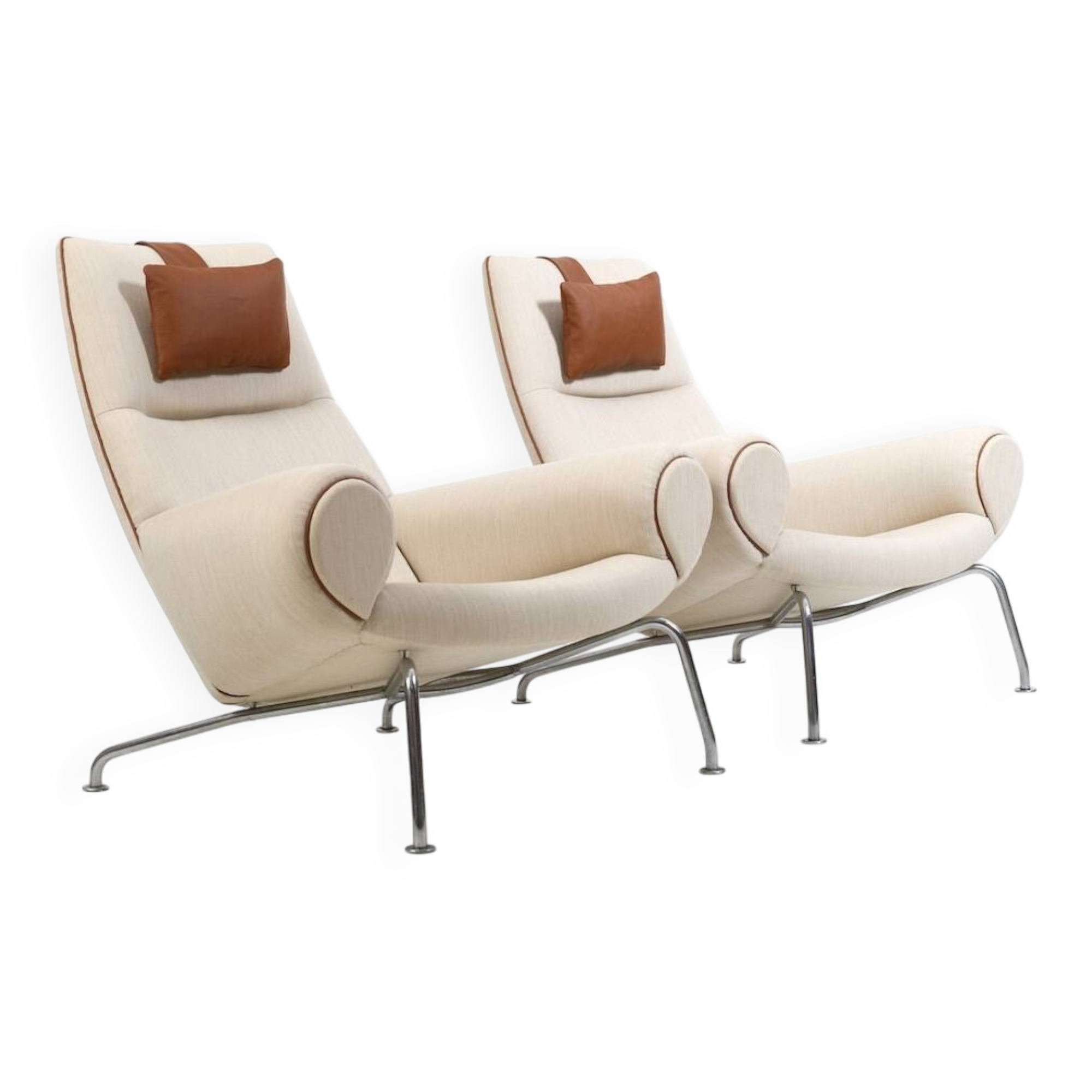 Early Pair Hans Wegner Queen Chairs by Johannes Hansen c.1960 / New Upholst