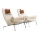 Early Pair Hans Wegner Queen Chairs by Johannes Hansen c.1960 / New Upholst