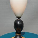 Ceramic lamp bust african woman vintage 1950