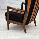 1960s, Danish highback armchair by Fritz Hansen, furniture wool, beech wood