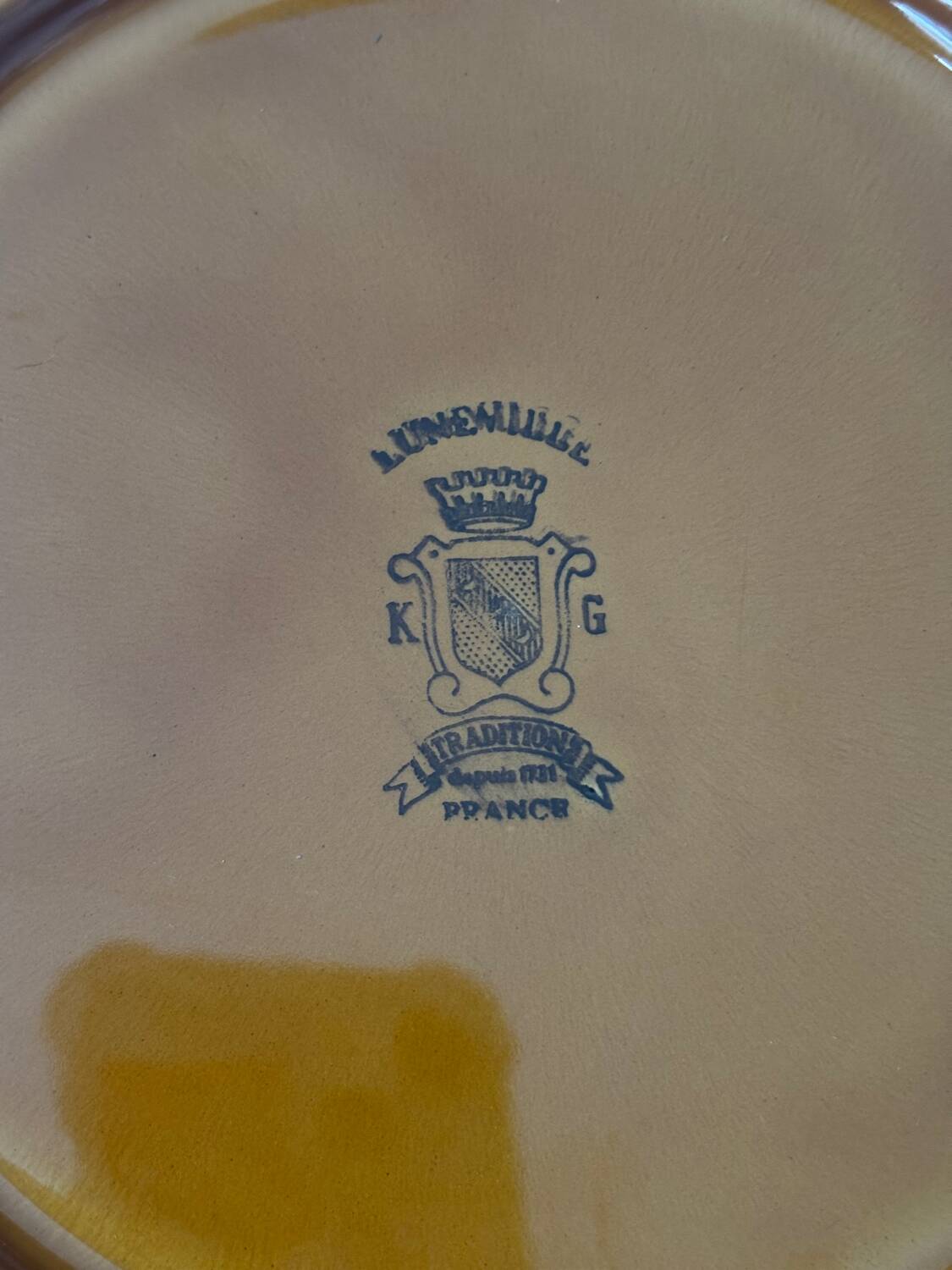 Vintage large serving plate brown honey Luneville