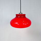 Vintage red glass pendant lamp, 1960s