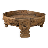 Indian Low Table Chakki Antique, Solid Wood