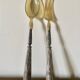 Horn and silver-plated salad cutlery, early 20th century.