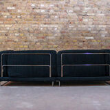 Black fabric design sofa with chromed steel frame