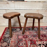 Pair of vintage brutalist tripod stools 50/60