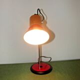 Adjustable vintage French desk lamp in red, black, silver & wood effect 3631