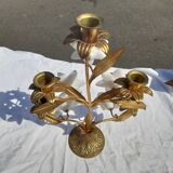 5 metal candles and opaline flower
