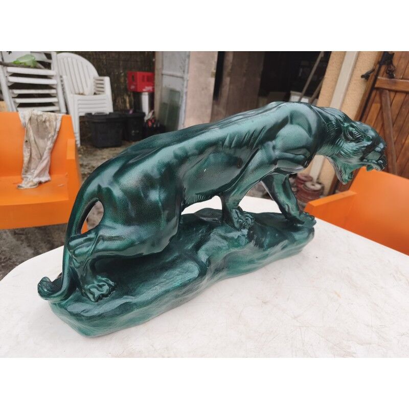 Plaster sculpture "panther" by Charles Valmont
