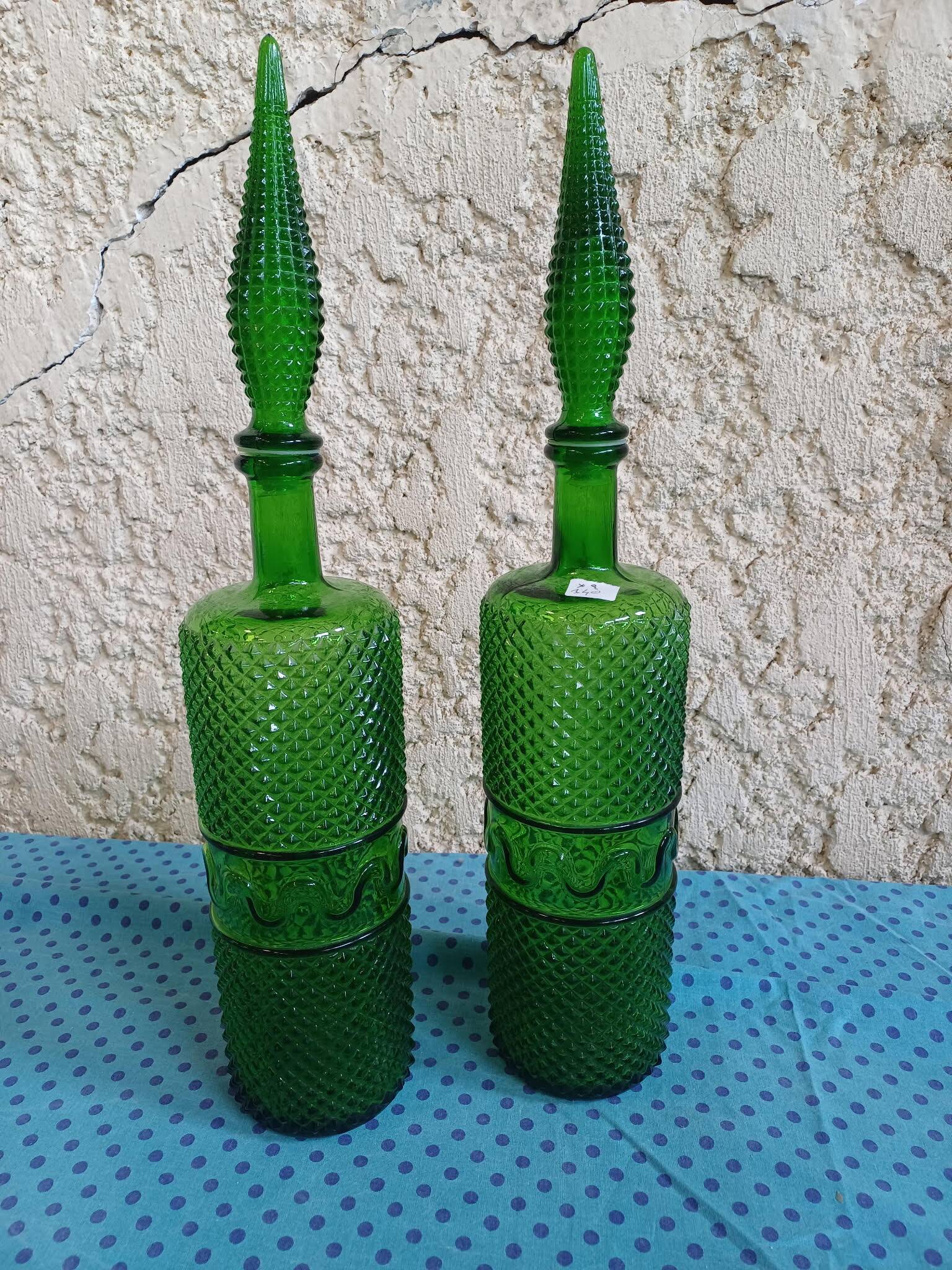 Empoli Bottles Italy vintage Hobnail Decorative Art