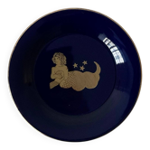 Petite assiette décorative vintage Françoise Saget – bleu nuit et doré