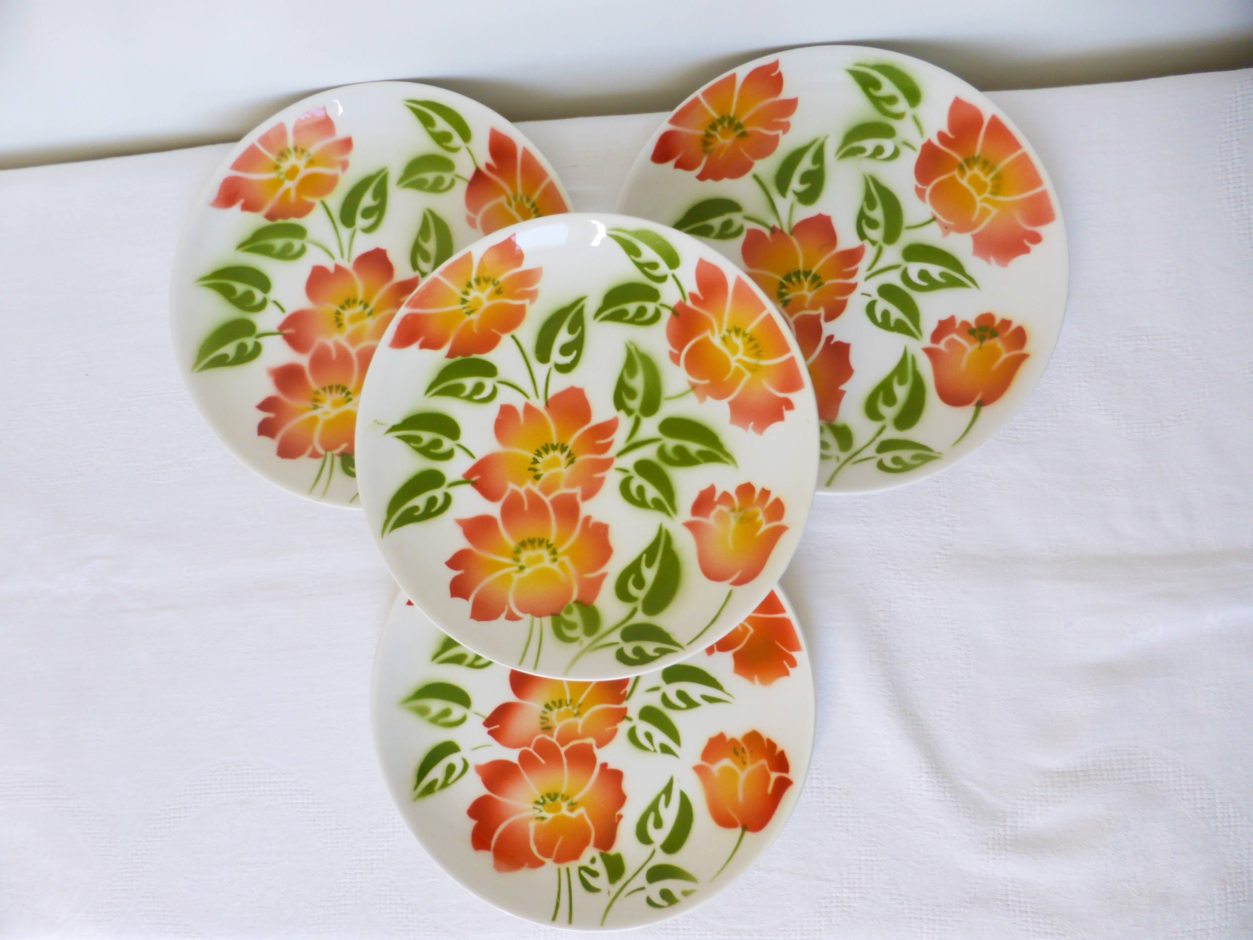 Lot de 4 assiettes dessert vintage Moulin des Loups Orchies Ontario 210681