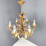 Vintage gilt metal pineapple leaf chandelier, 1960s