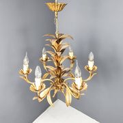 Lustre vintage en métal doré en forme de feuille d'ananas, années 60