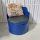 Vintage blue stool, comfortable and full of character.