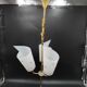 3-light chandelier in brass and plastic, 1960