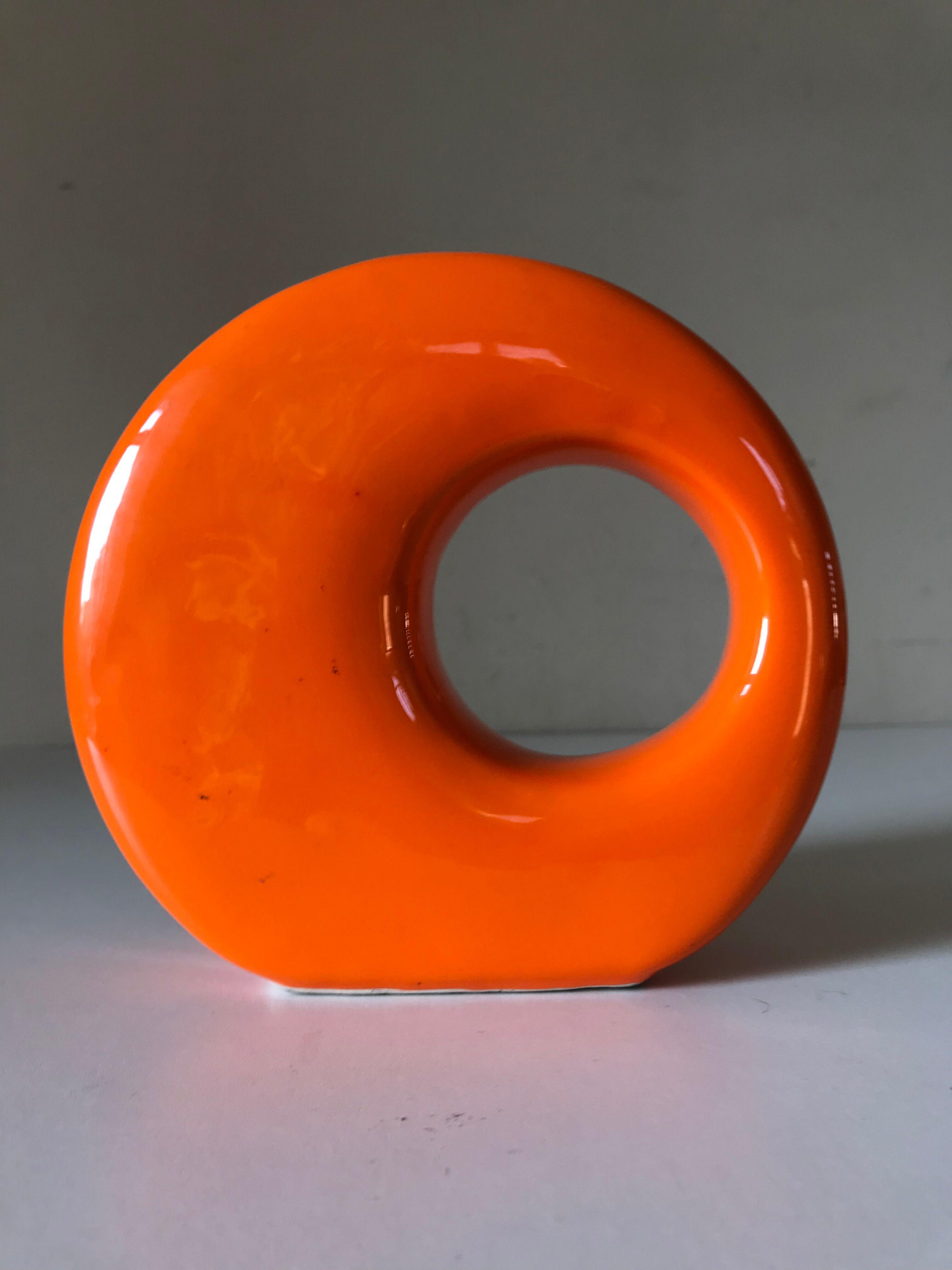 Vase céramique orange  vintage Annees 70