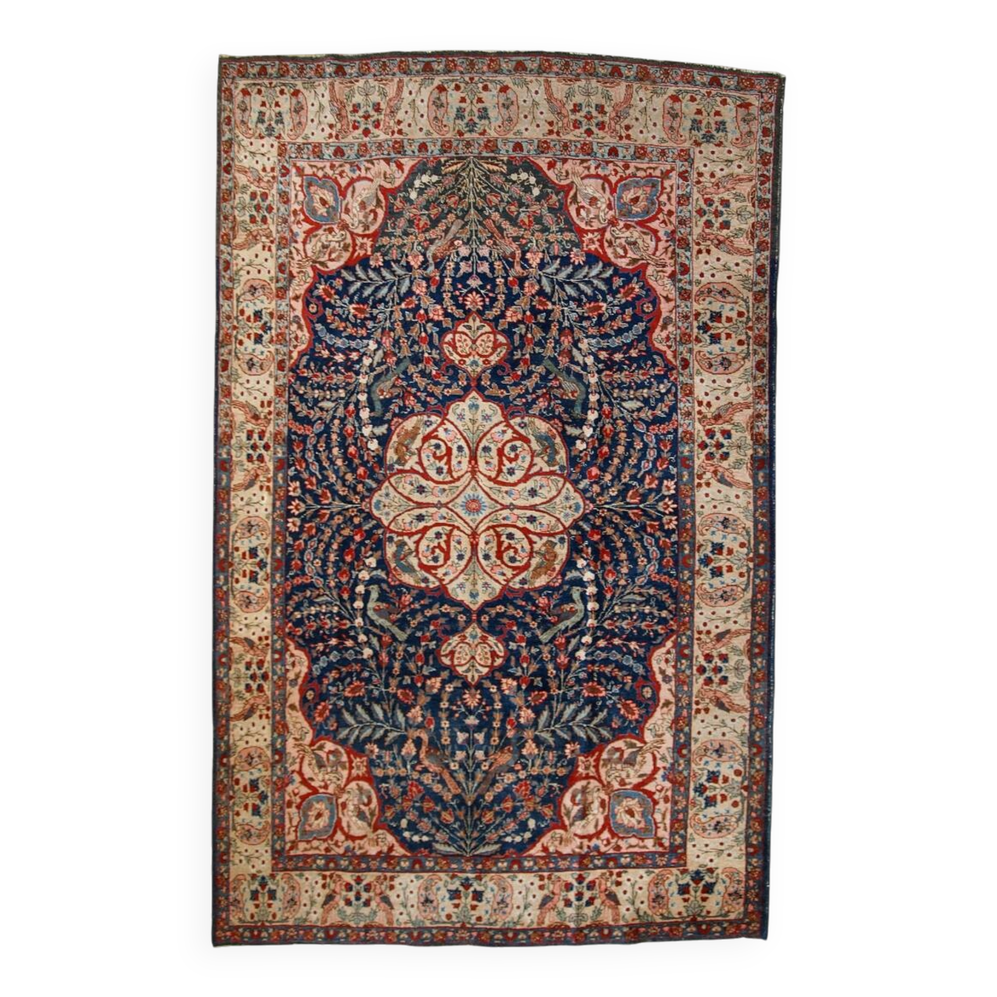 Tapis antique fait main Tabriz persan 190cm x 292cm (1920s)