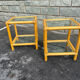 Pair of rattan and glass side tables – 1970s vintage style