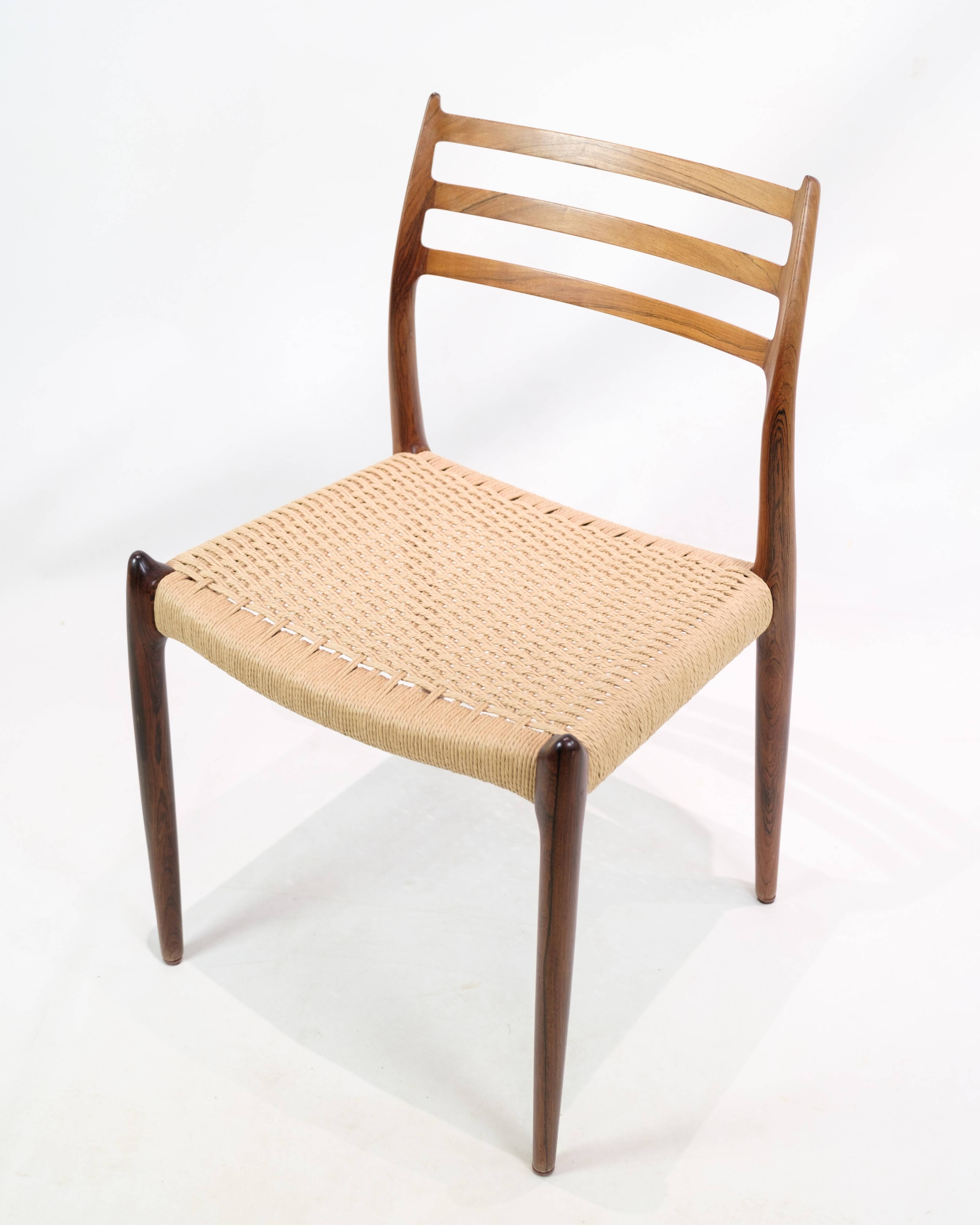 Set Of 6 Dining Chairs Model 78 Made In Rosewood By N. O Møller From 1950s