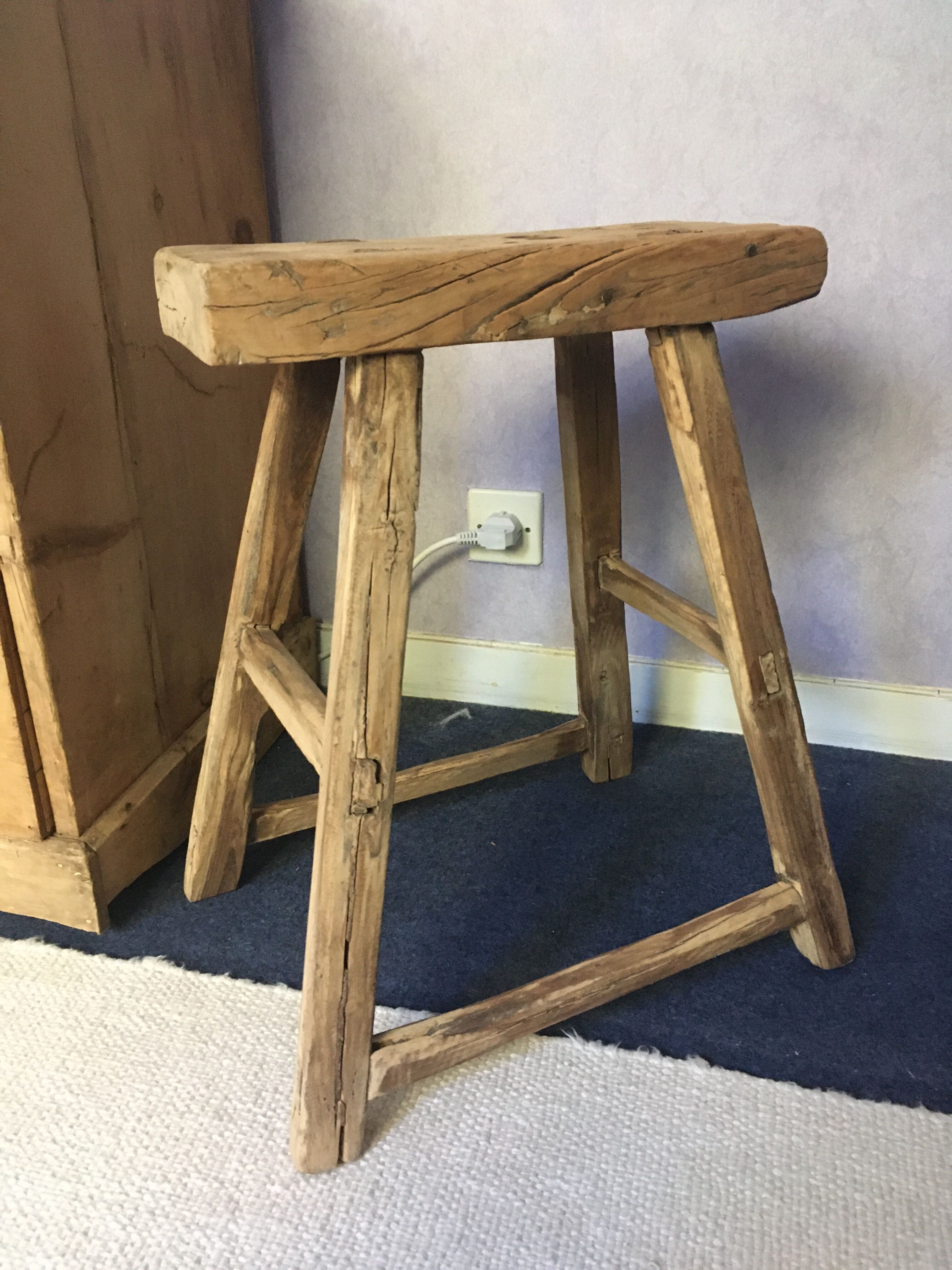 Old elm wood stool