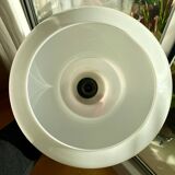 Large wavy white opaline pendant lamp